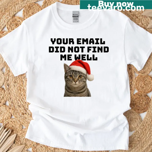 Funny Christmas T-shirt with a grumpy cat and email message