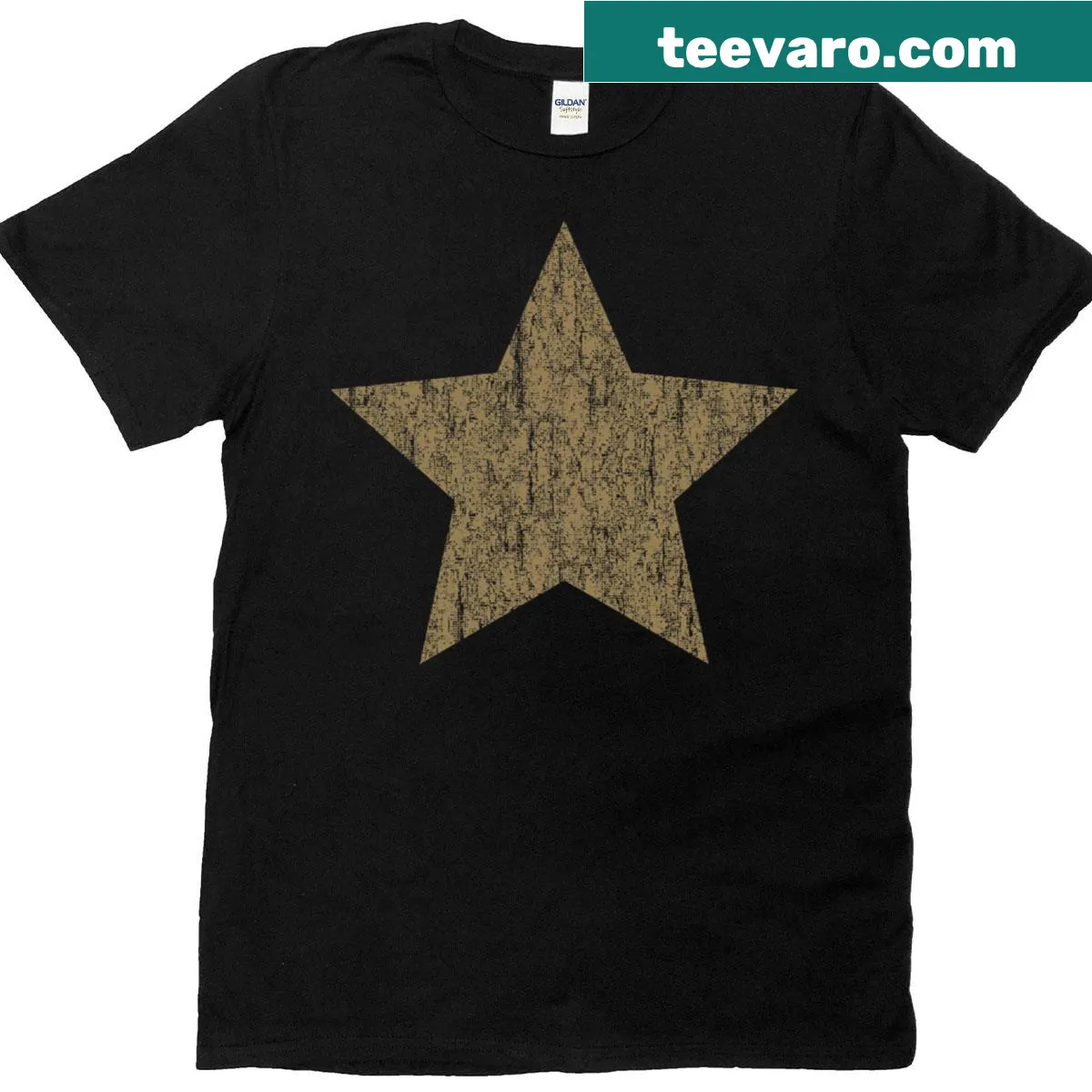Distressed star graphic T-shirt with a vintage retro design — on a men's t-shirt
