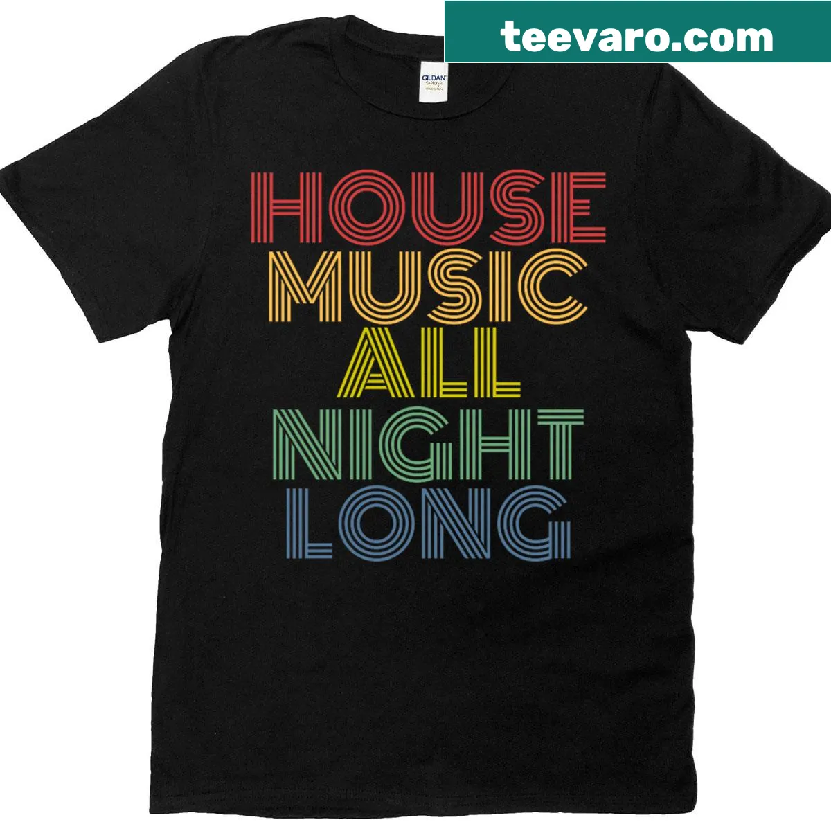 T-shirt with typography celebrating house music culture — on a men's t-shirt