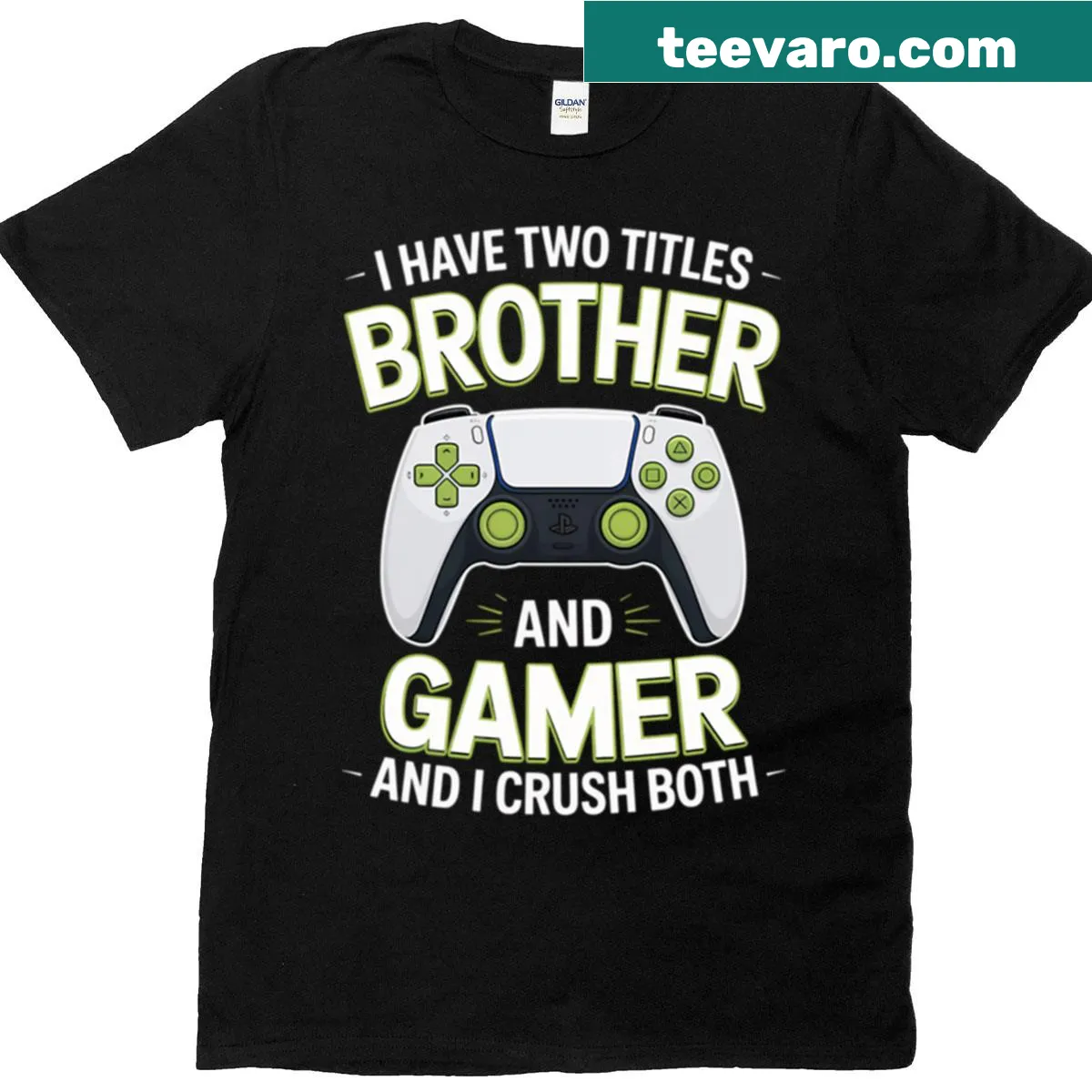 Playful gamer birthday t-shirt with bold typography for brothers — on a men's t-shirt