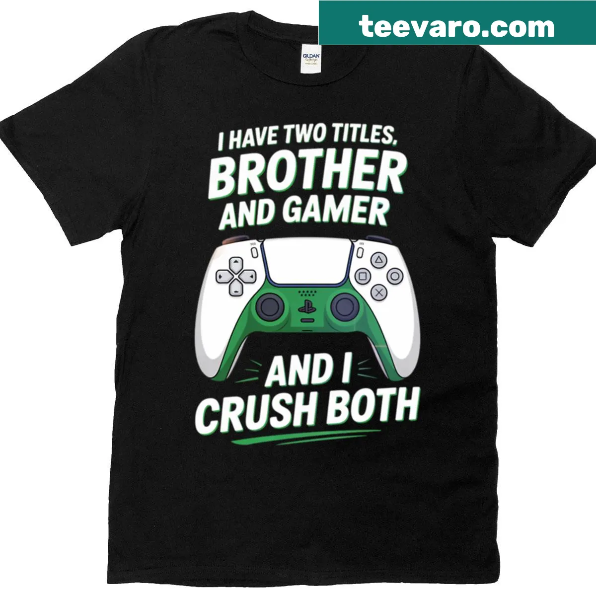 Funny gamer t-shirt stating titles brother and gamer — on a men's t-shirt