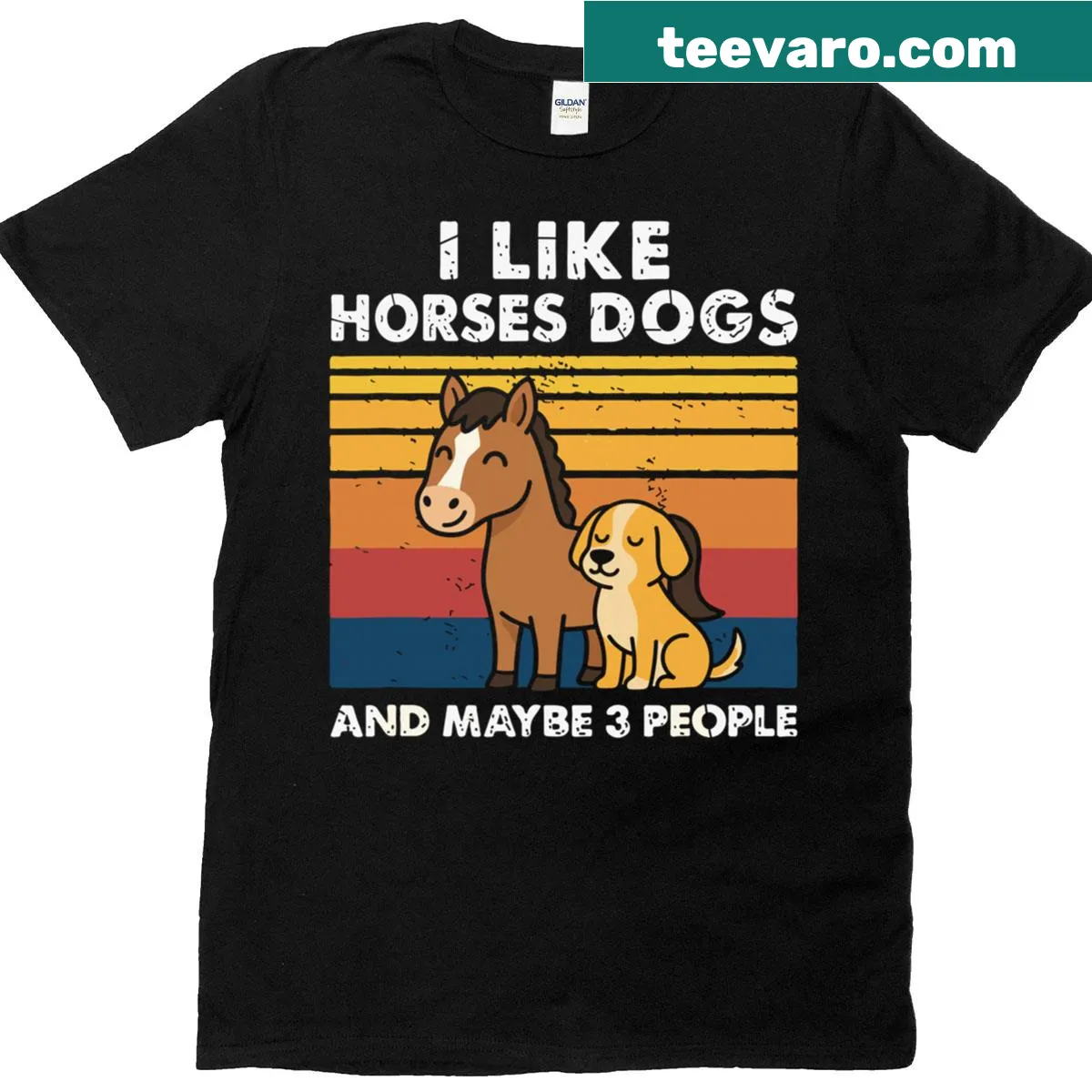 Vintage T-shirt for horse and dog lovers with humorous text — on a men's t-shirt