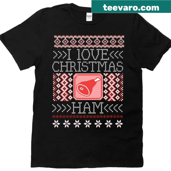 Funny Christmas ham t-shirt with humorous text