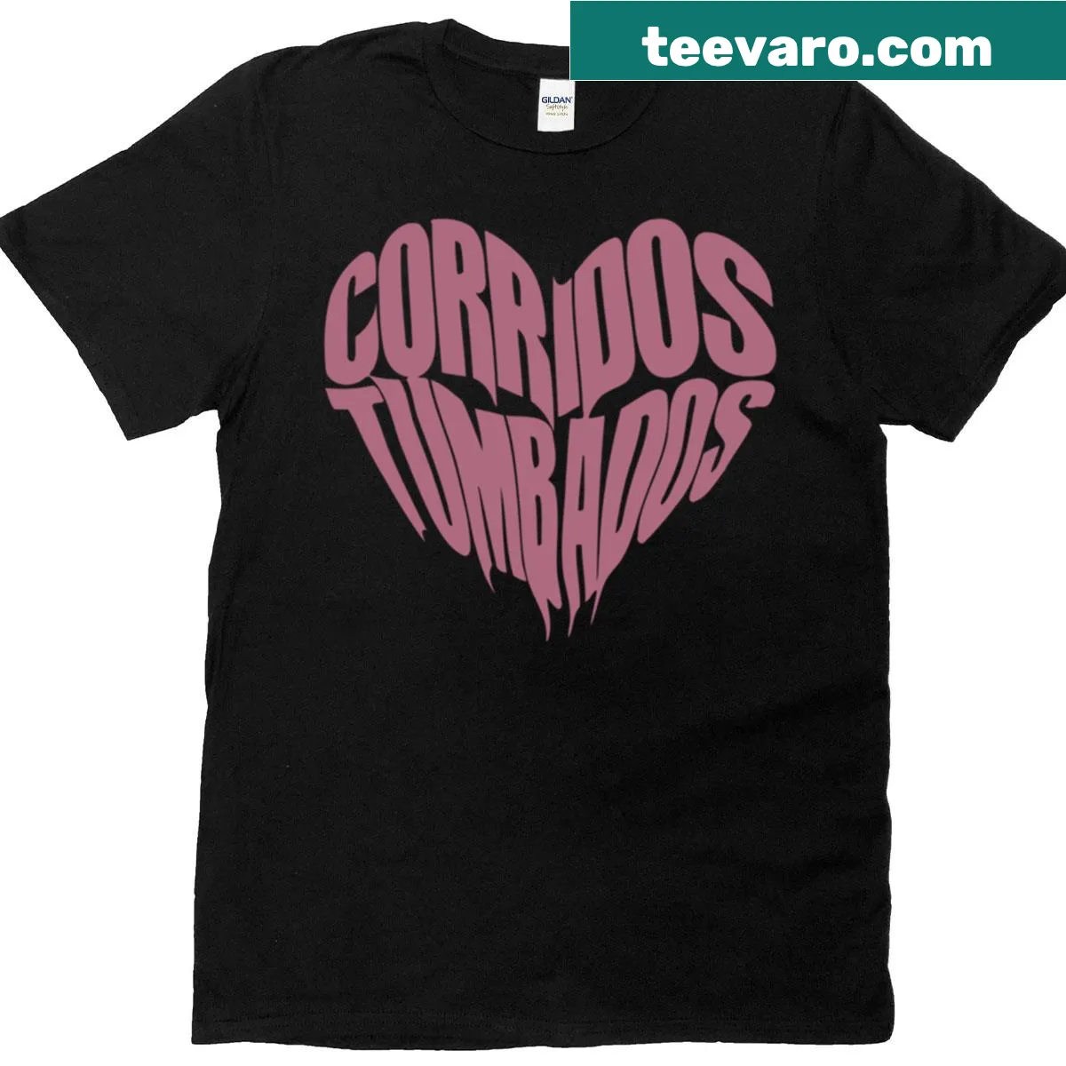 Typography t-shirt proclaiming love for corridos tumbados music — on a men's t-shirt