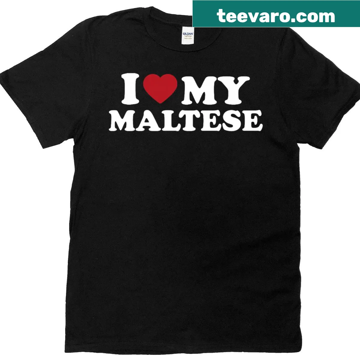Typography shirt with 'I Love My Maltese' and heart design — on a men's t-shirt