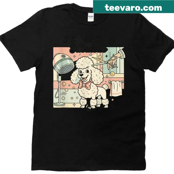 Retro dog grooming t-shirt with poodle design