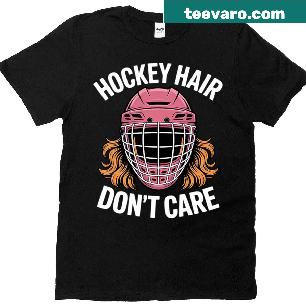 T-shirt with illustration of hockey helmet for women — on a men's t-shirt