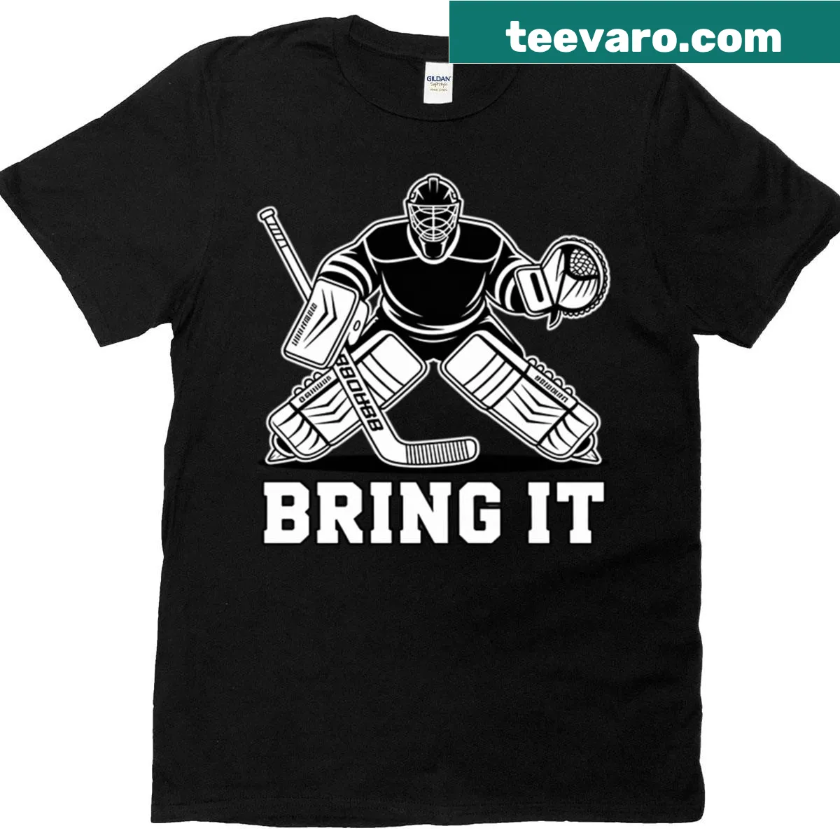 Vintage-style goalie graphic t-shirt for ice hockey players and fans. — on a men's t-shirt