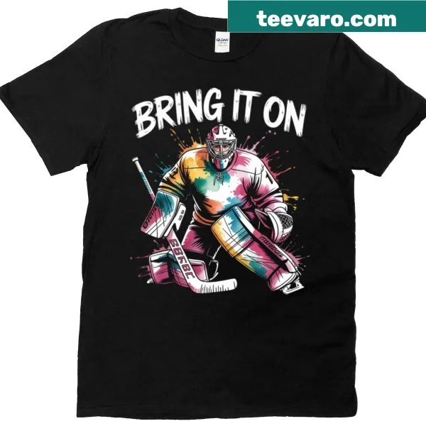 T-shirt for ice hockey goalies with hockey-themed design