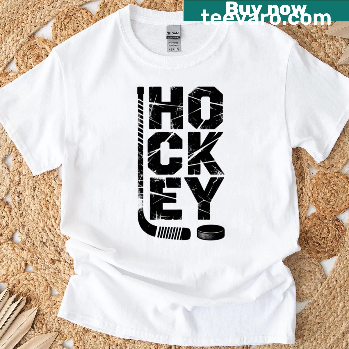 Ice hockey player graphic t-shirt representing the sport — on a men's t-shirt
