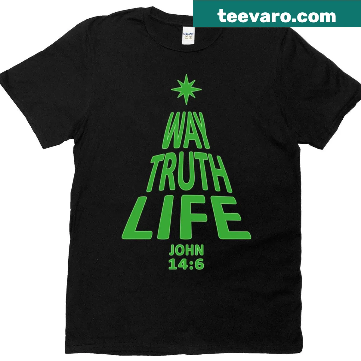 Illustrated t-shirt featuring a green tree design. — on a men's t-shirt