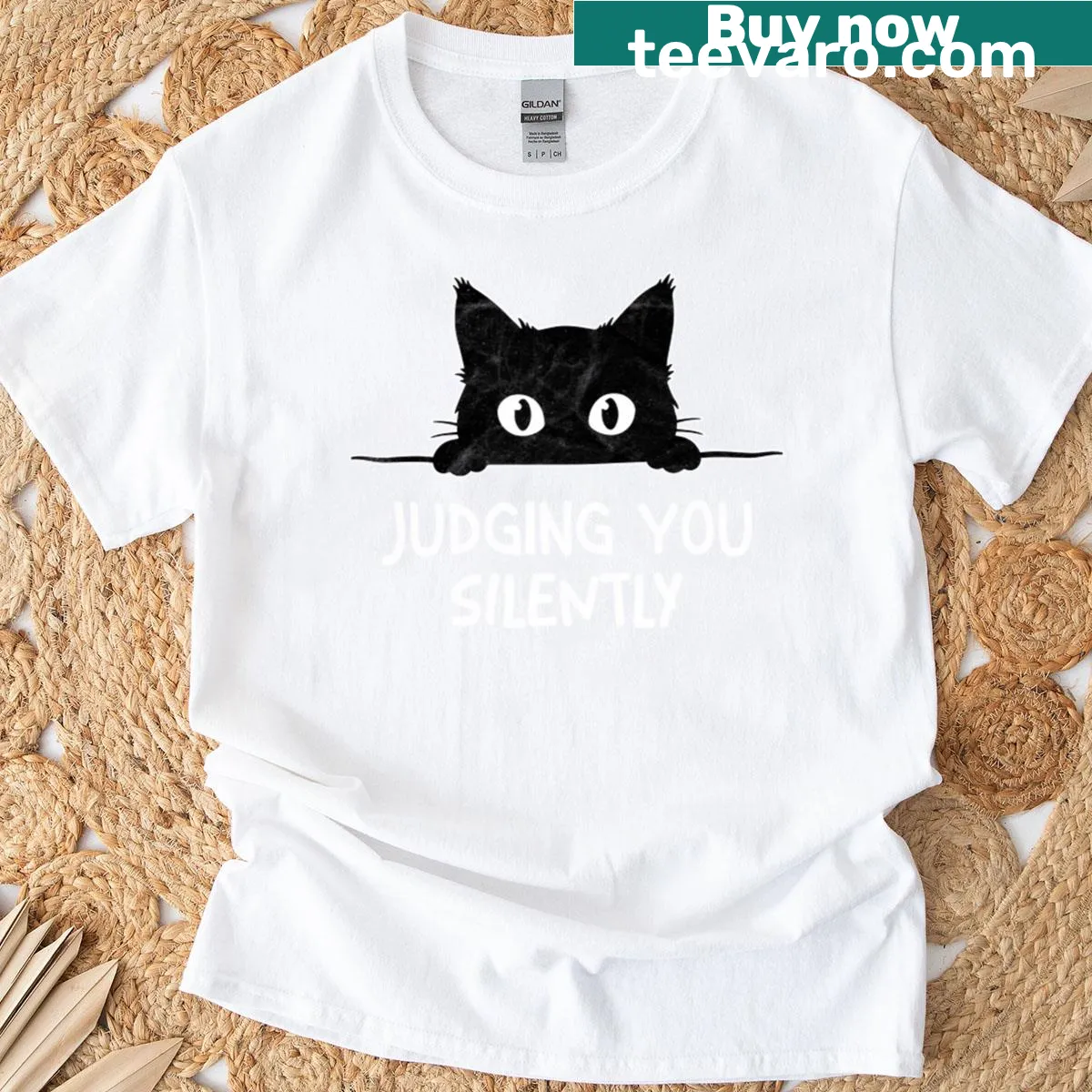 Funny cat meme T-shirt featuring a black kitty with humorous text — on a men's t-shirt