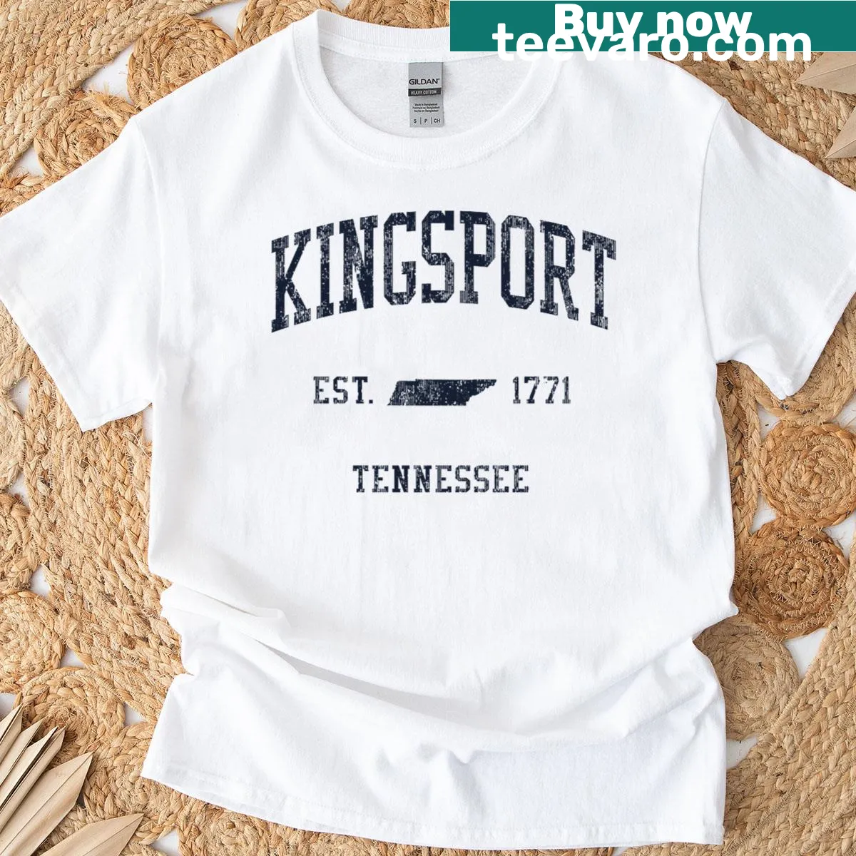 Vintage athletic Kingsport TN T-shirt with retro design — on a men's t-shirt