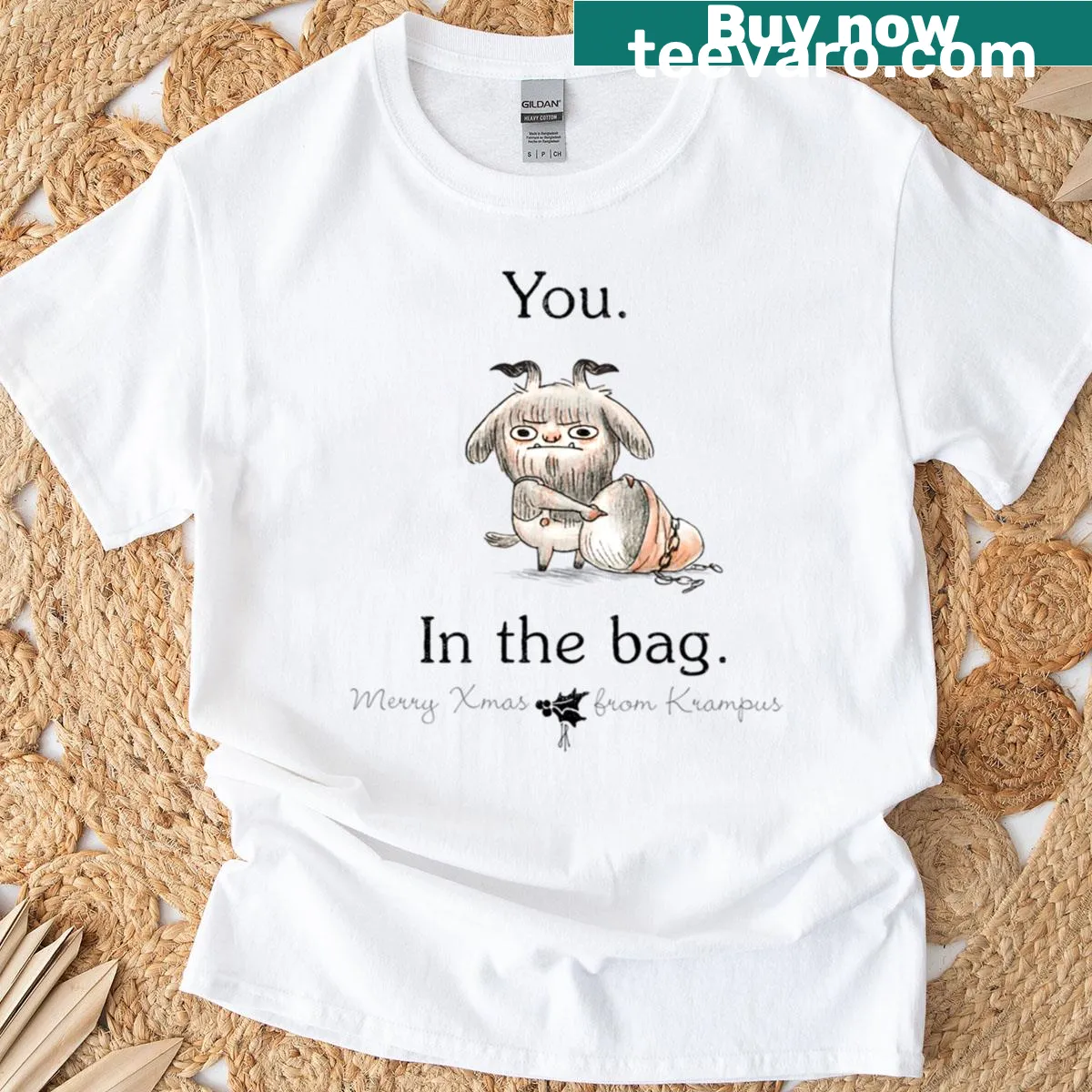Krampus themed oversized t-shirt with a unique design — on a men's t-shirt
