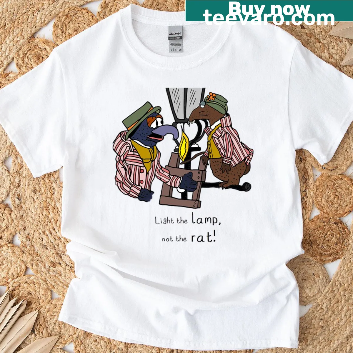 Funny T-shirt with the phrase Light The Lamp Not The Rat — on a men's t-shirt