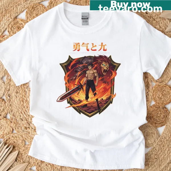 Illustration of a fierce warrior on a fantasy-themed t-shirt