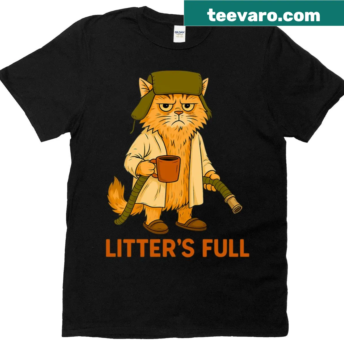 T-shirt featuring a humorous Christmas Vacation cat design — on a men's t-shirt