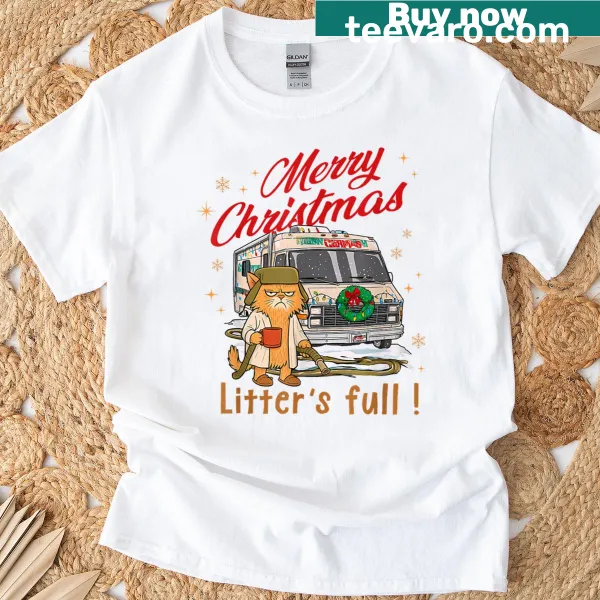 Funny Christmas T-shirt for cat lovers with humorous design