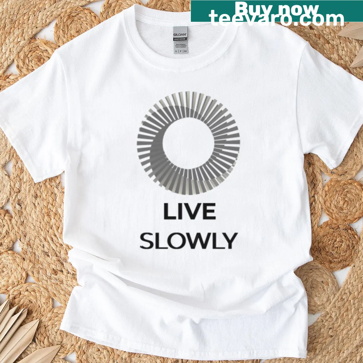 Minimalist T-shirt with gray geometric circle design — on a men's t-shirt
