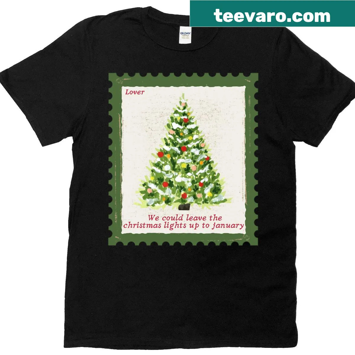 Festive t-shirt with a Christmas lights design — on a men's t-shirt