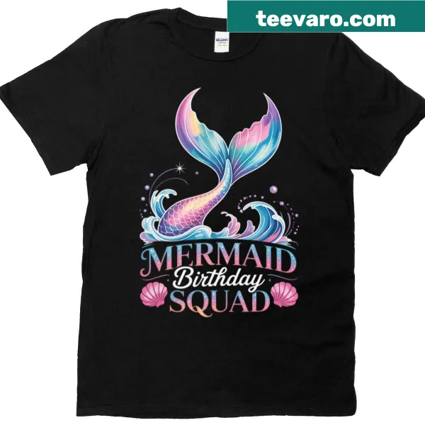 Cute mermaid T-shirt for birthday celebrations with watercolor art