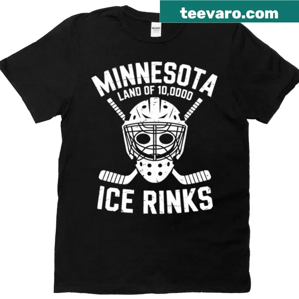 Proud Minnesota hockey T-shirt with 'Land Of 10000 Ice Rinks' text