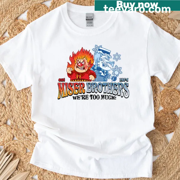 Illustrated Miser Brothers Christmas T-shirt featuring playful design