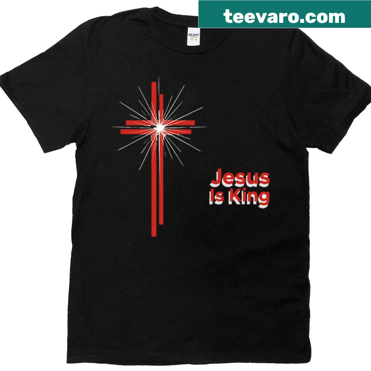 Inspirational t-shirt featuring the message Jesus Is King — on a men's t-shirt