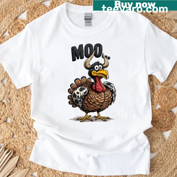 Vintage Moo Turkey Cow T-shirt featuring a fun animal graphic
