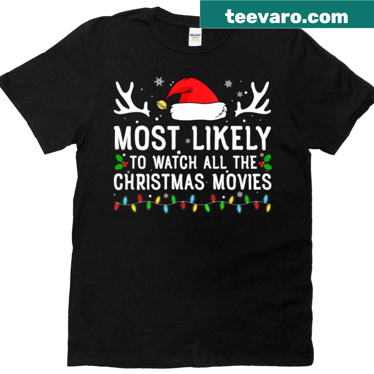 Nostalgic Christmas movie t-shirt with playful text — on a men's t-shirt