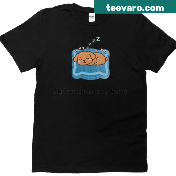 Cute doodle of a sleeping puppy on a cozy t-shirt