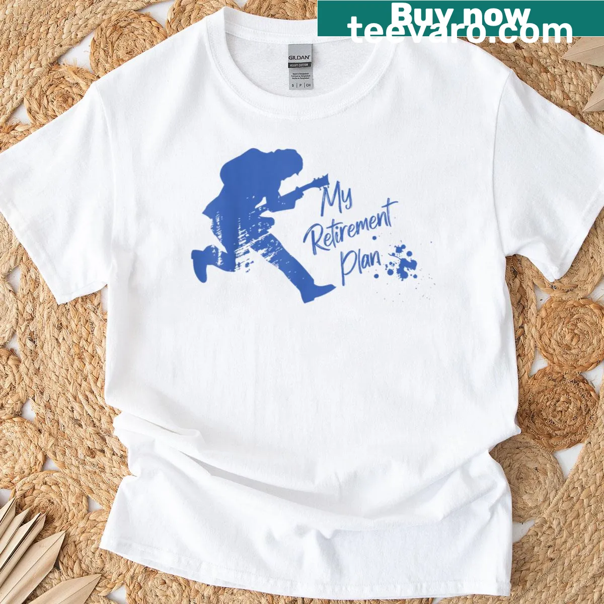 Funny tee stating 'My Retirement Plan' with a musical twist. — on a men's t-shirt