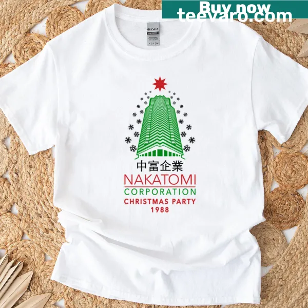 Nakatomi Corporation Christmas Party T-shirt with festive film design