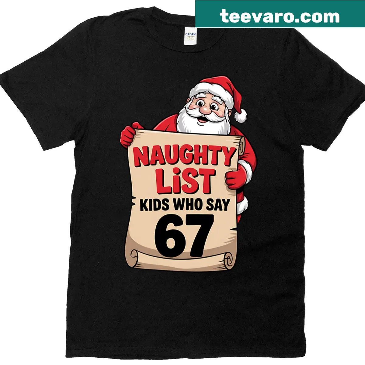 Funny Christmas shirt for kids with naughty list design — on a men's t-shirt