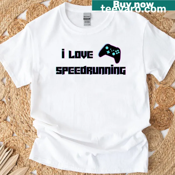 Graphic t-shirt featuring a pink-blue gaming controller