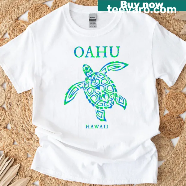 Oahu Hawaii Sea Turtle T-shirt for kids featuring a playful design