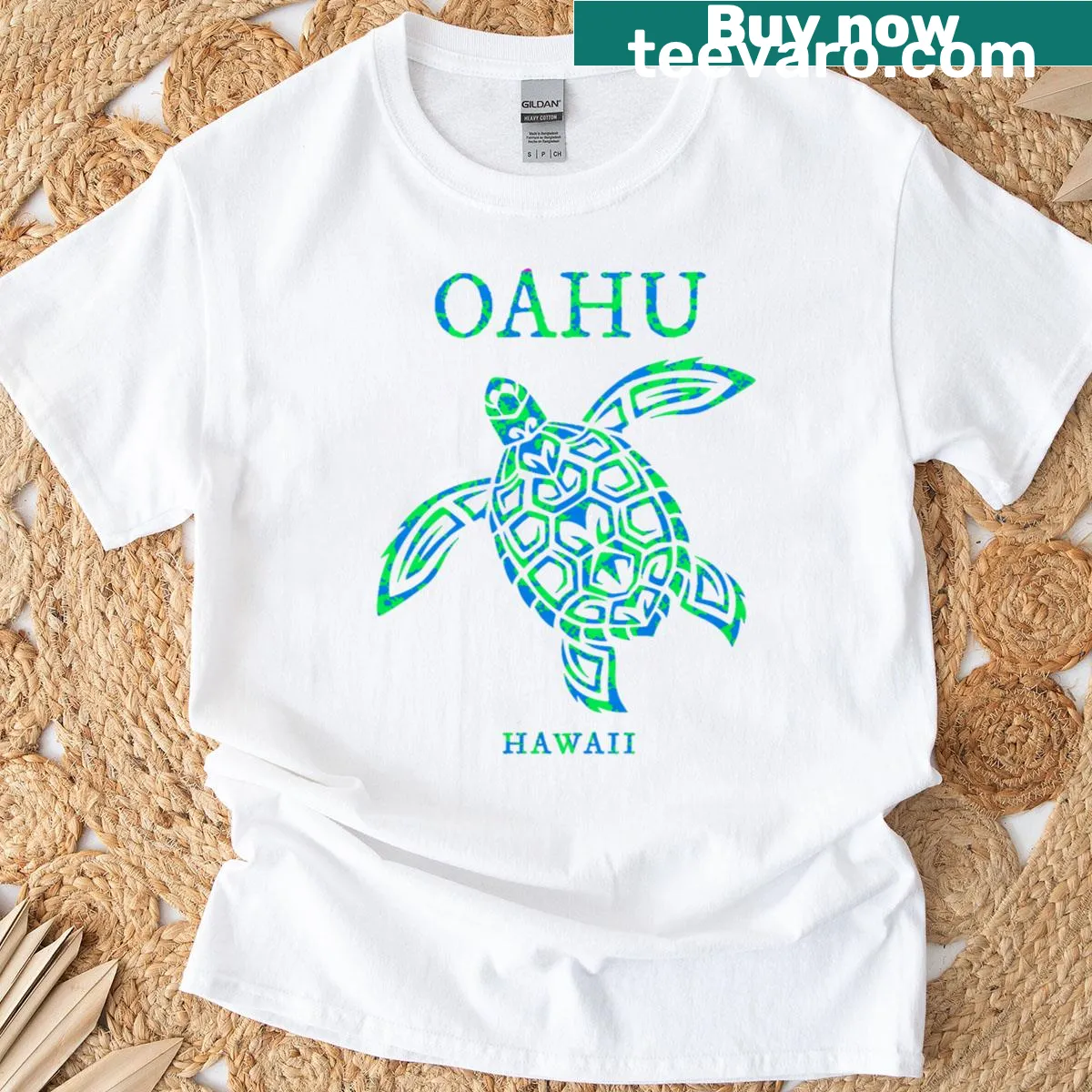 Oahu Hawaii Sea Turtle T-shirt for kids featuring a playful design — on a men's t-shirt