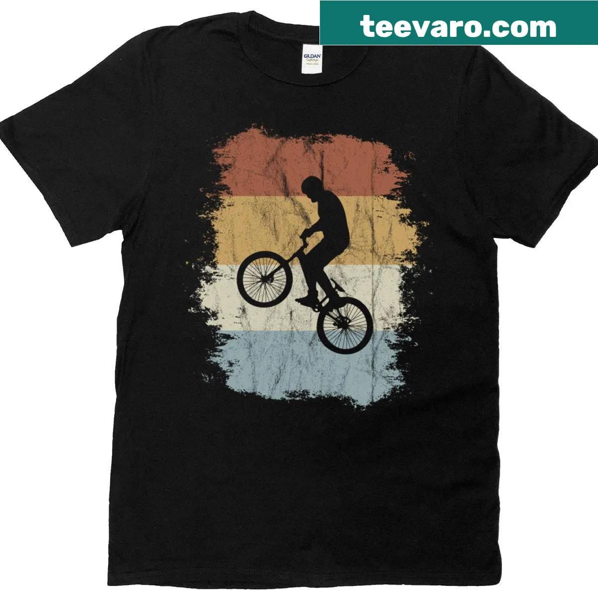 Vintage BMX biker T-shirt with retro design — on a men's t-shirt