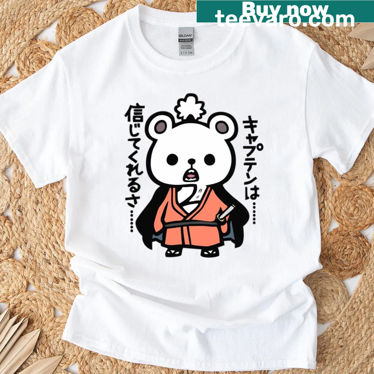 Kawaii One Piece Bepo Panda design T-shirt for anime fans. — on a men's t-shirt