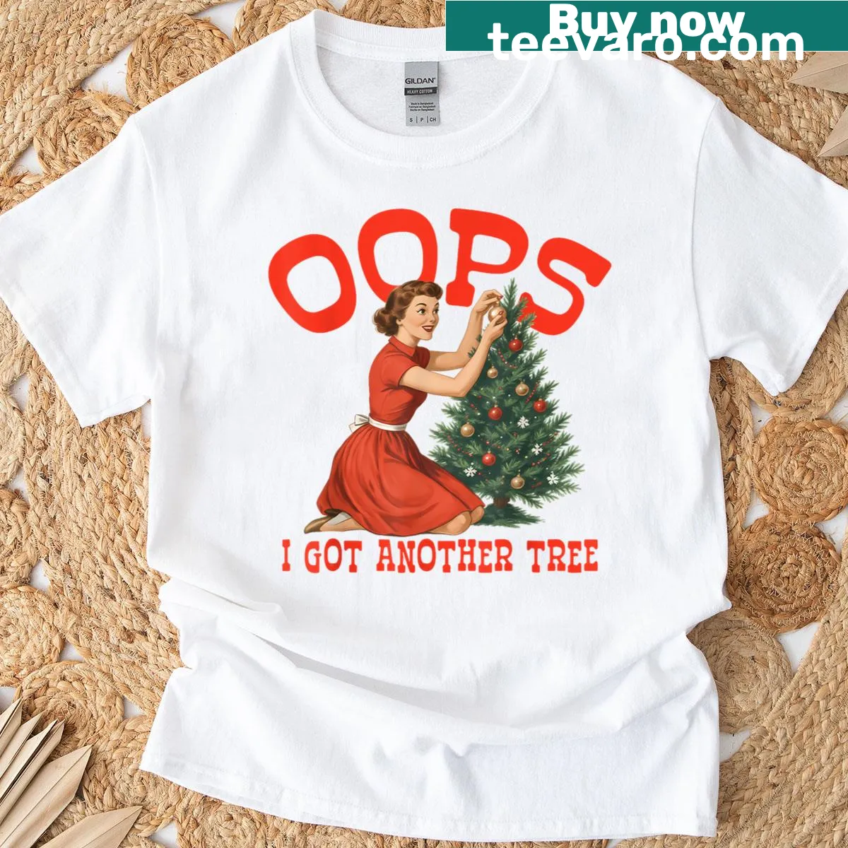 Vintage-style holiday t-shirt with tree collecting phrase — on a men's t-shirt
