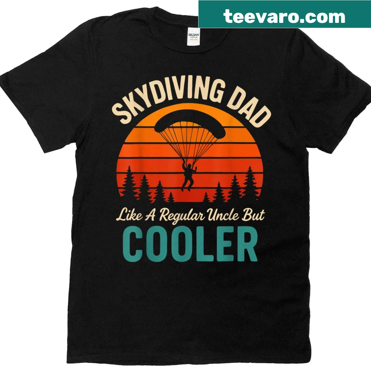 Retro parachute jumping t-shirt for adventurous dads — on a men's t-shirt