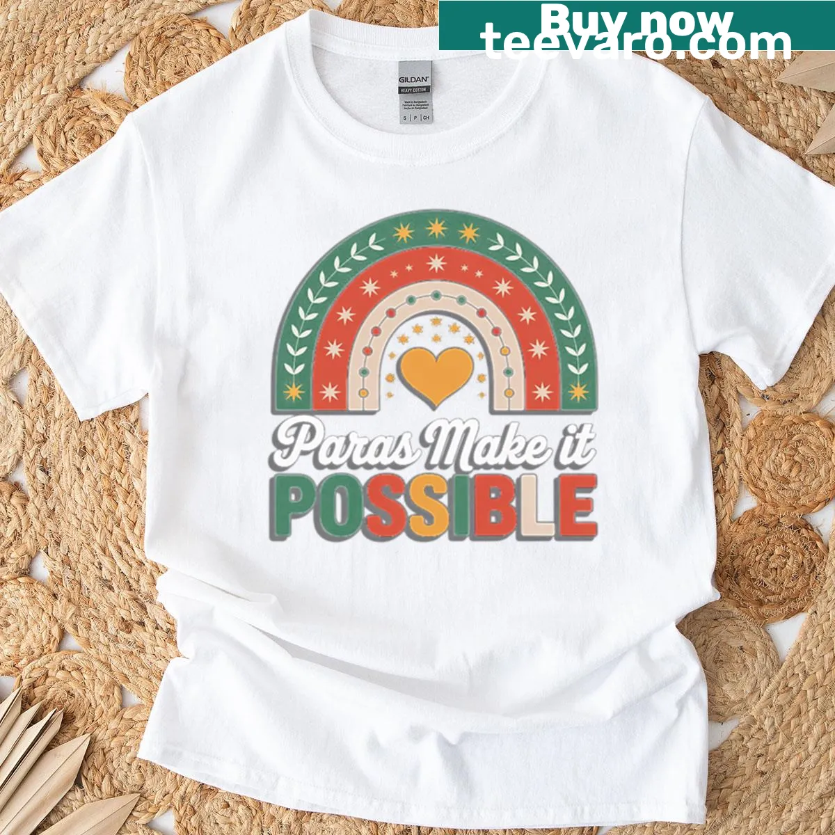 Cute T-shirt with rainbow heart and 'Paras Make It Possible' text — on a men's t-shirt