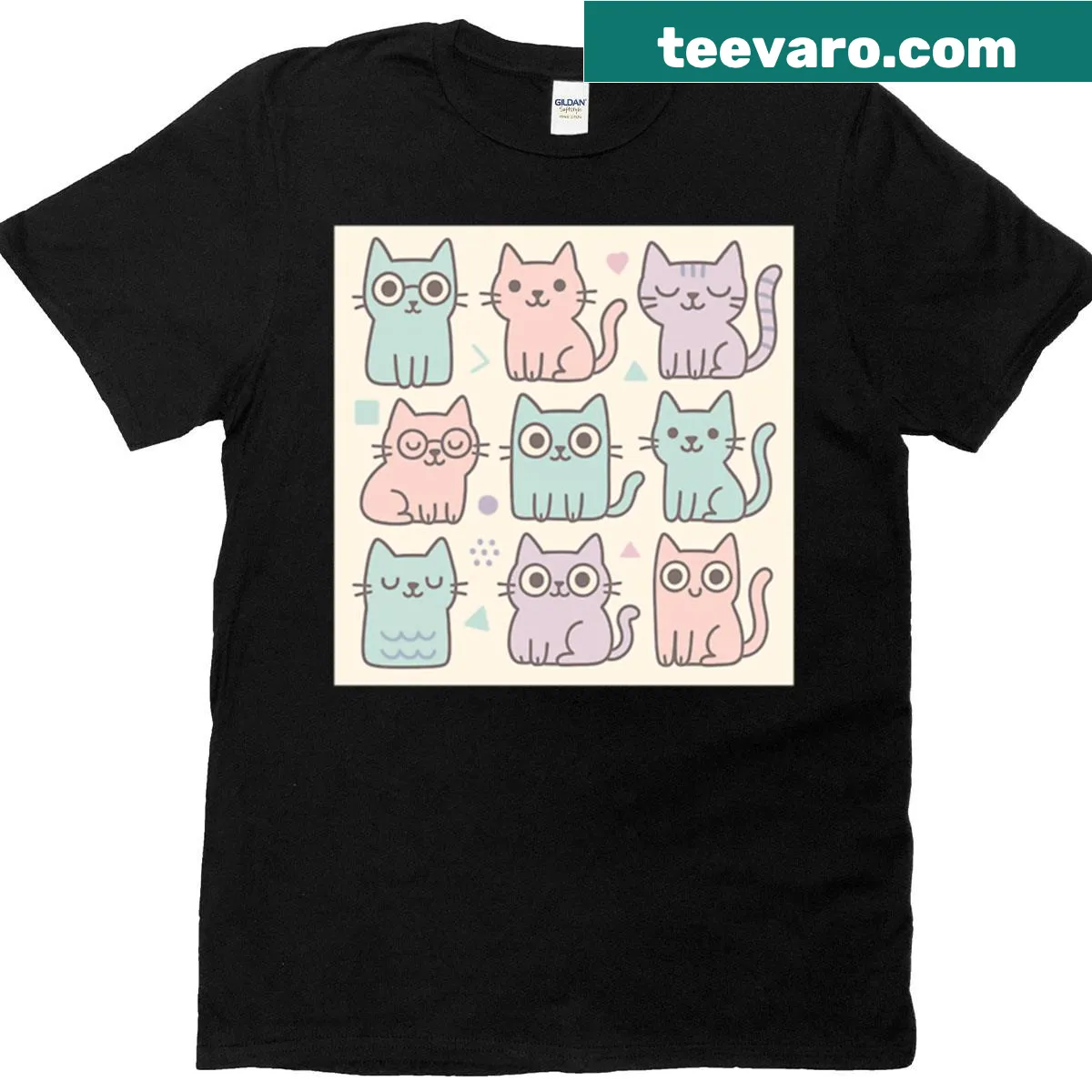 Cute cats illustration t-shirt showcasing playful feline designs — on a men's t-shirt