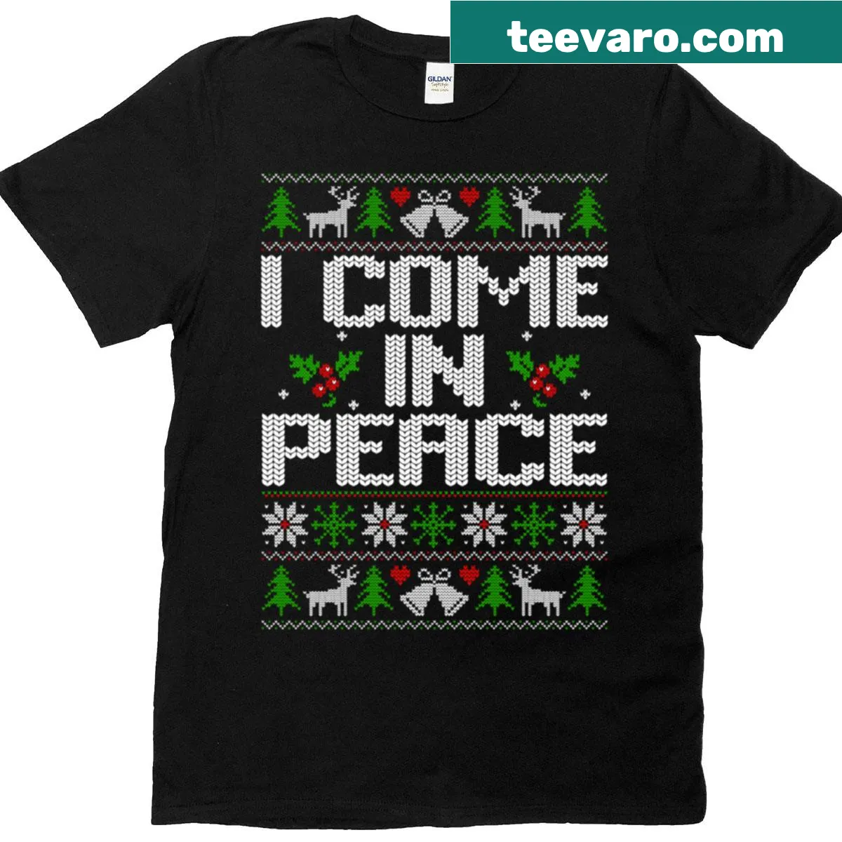 Couple matching Christmas T-shirt with playful text and festive graphics — on a men's t-shirt