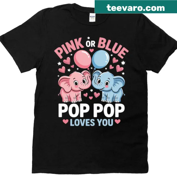 Adorable elephant graphic T-shirt for gender reveal events.