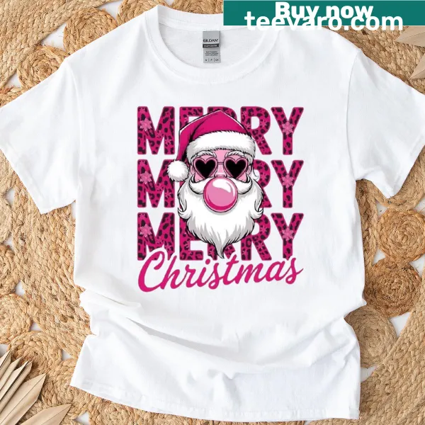 Festive T-shirt featuring a whimsical Santa design for Christmas