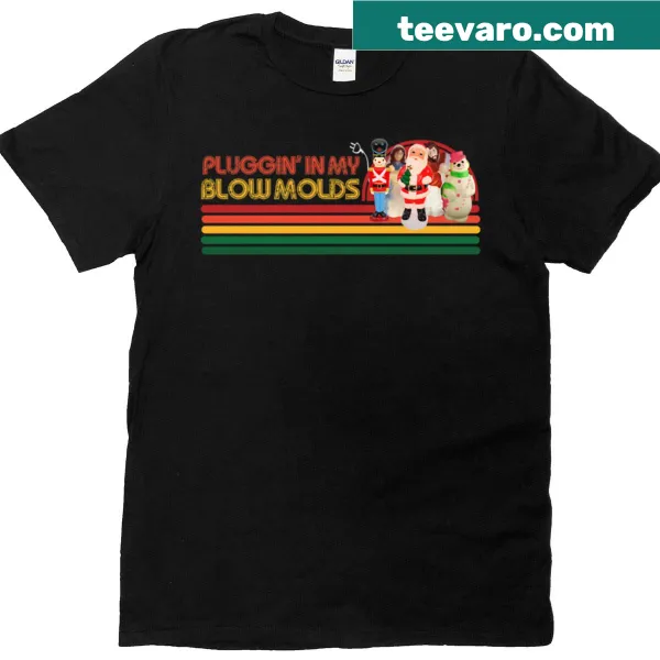 Vintage-style T-shirt with blow molds holiday decorations design