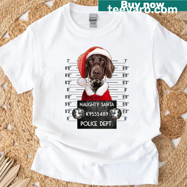 Illustration of Santa with a pointer dog for Christmas