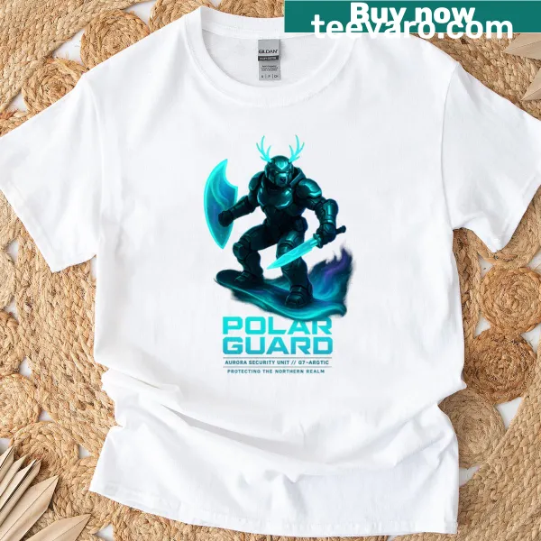 Cyber arctic warrior graphic on T-shirt
