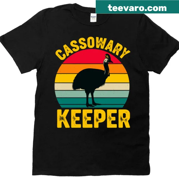 Retro illustration of a cassowary bird on a T-shirt